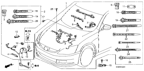 Honda online store : 2007 accord engine wire harness (l4  