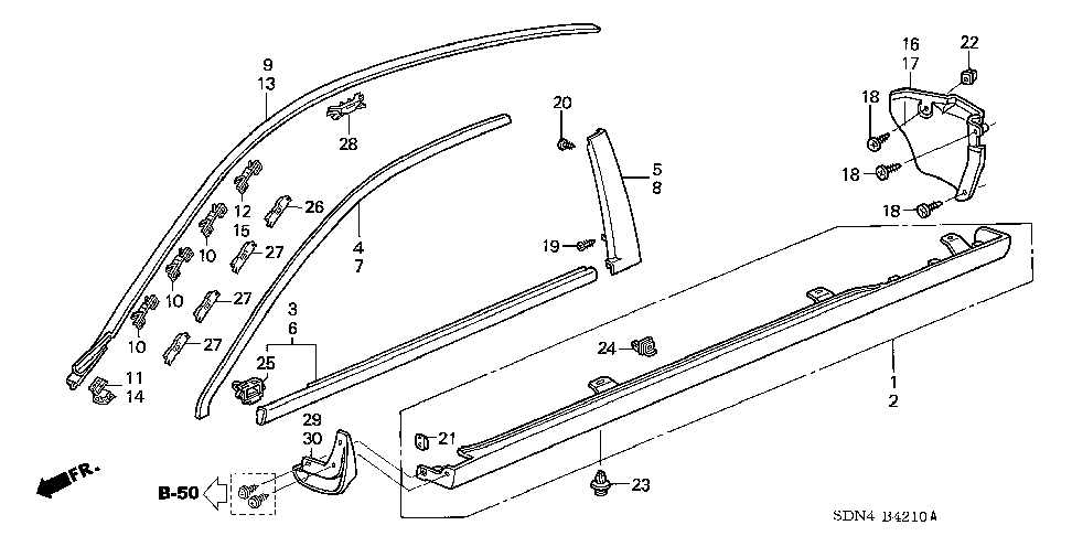 73153-SDN-A01 - MOLDING, R. WINDSHIELD SIDE