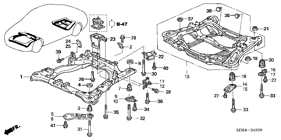50680-SDR-A00 - BASE, RR. ENGINE MOUNTING