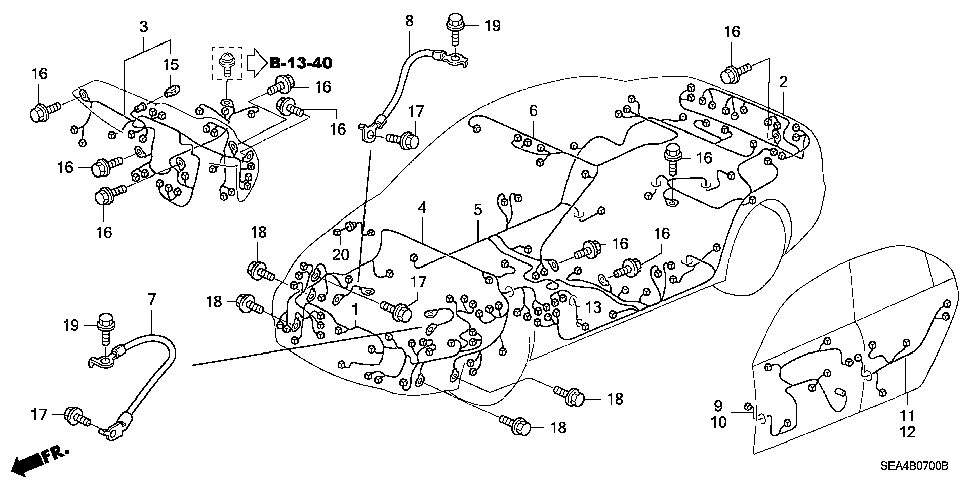 32140-SEA-A12 - WIRE HARNESS, FLOOR