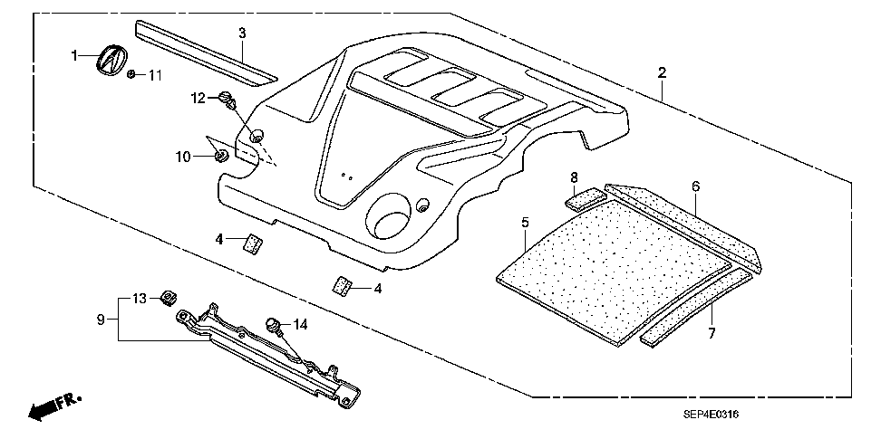 17144-RJA-A01 - RUBBER D, ENGINE COVER