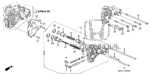 Honda online store : 2006 odyssey at top accumulator body (-'06) parts