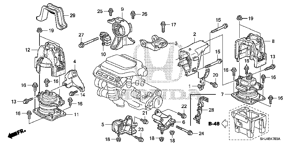 50835-SHJ-A61 - STOPPER, FR. ENGINE MOUNT