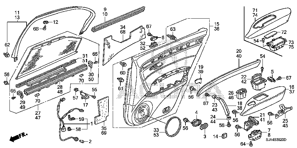 83701-SJA-A13ZJ - LINING, R. RR. DOOR (LOWER) (TYPEF)