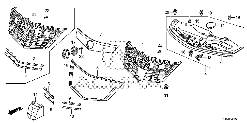 71126-SJA-A11 - MOLDING, FR. GRILLE (LOWER)