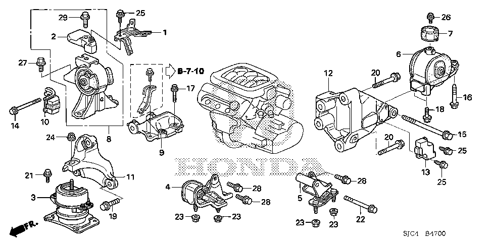50820-SJC-A01 - RUBBER ASSY., ENGINE SIDE MOUNTING