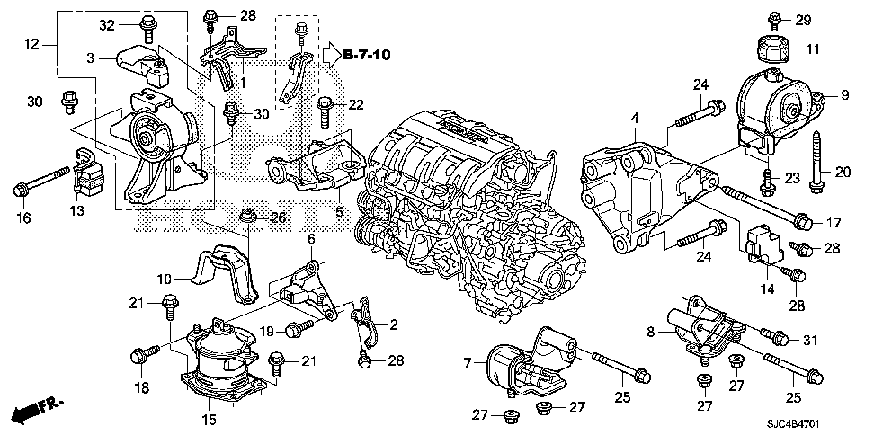 50611-SJC-A00 - BRACKET, RR. ENGINE MOUNTING