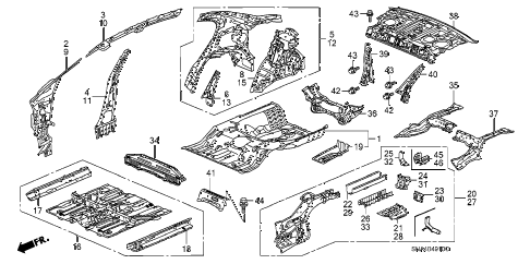 Honda online store : 2008 civic floor - inner panel parts