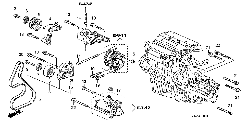 11910-RRA-A00 - BRACKET, ENGINE SIDE MOUNTING