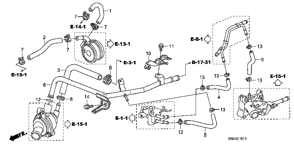 19508-RRB-A00 - HOSE, THROTTLE BODY IN.