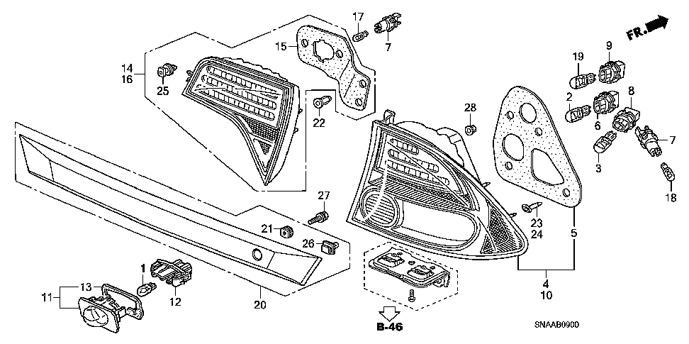 74890-SNA-A21 - GARNISH ASSY., RR. LICENSE