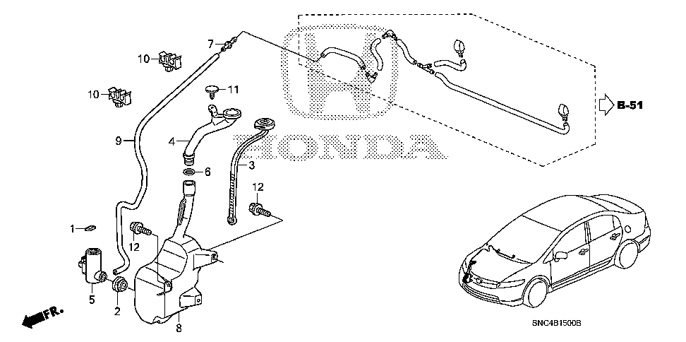 76805-SNA-305 - HOSE, WASHER (COO)