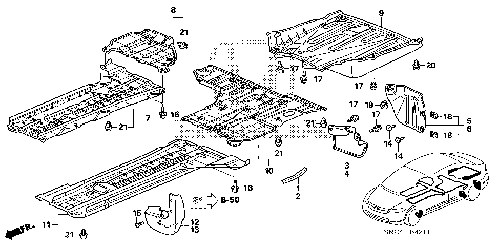 74621-SNC-A00 - COVER, R. MIDDLE FLOOR (LOWER)