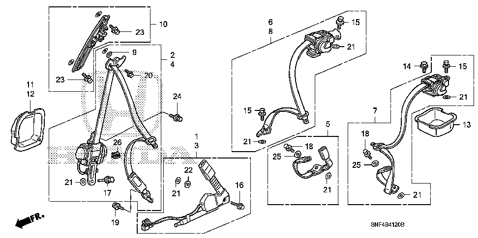 04818-SNE-A01ZJ - TONGUE SET, L. FR. SEAT BELT (OUTER) *2TN884*(ATLAS GRAY/QP LIGHT WARM GRAY)