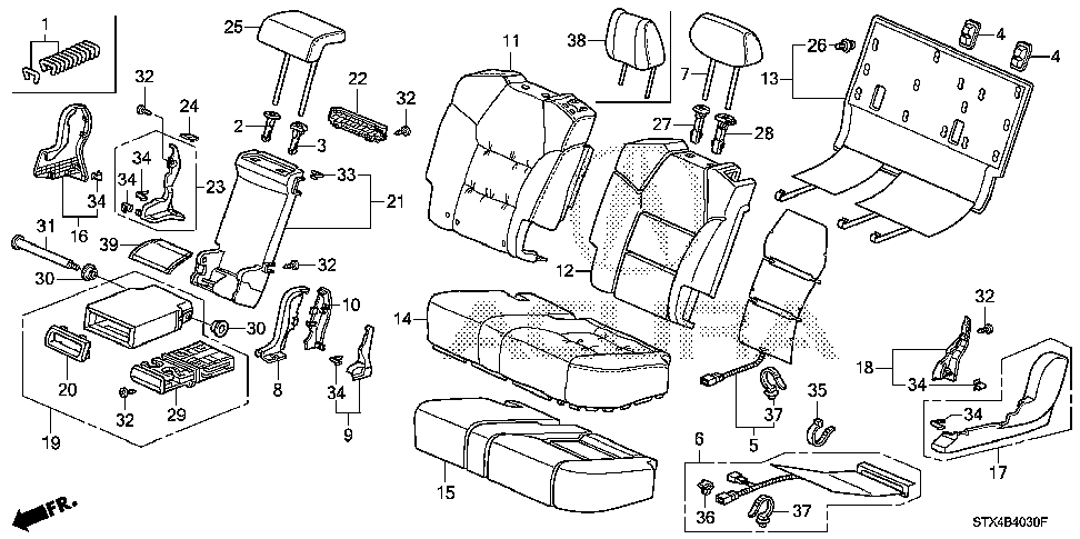 81722-STX-A01 - PAD, L. MIDDLE SEAT-BACK