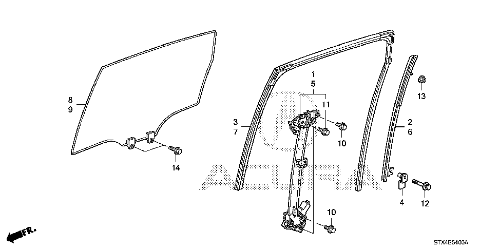 72731-STX-A01 - SASH, R. RR. DOOR (LOWER)