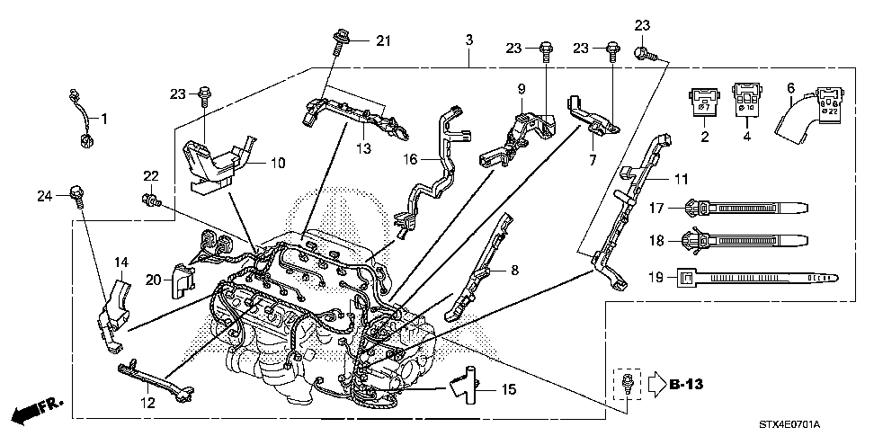 32132-RYE-A10 - HOLDER F, ENGINE HARNESS