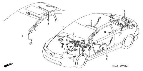 Honda online  heap : 2006 civic wire harness (2) parts