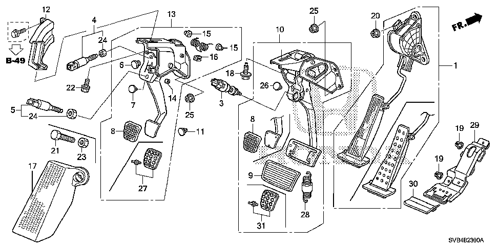 46545-SNW-J21 - COVER SET, PEDAL