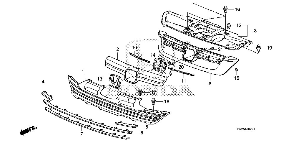 71127-SXS-A21 - MOLDING, FR. GRILLE (LOWER)