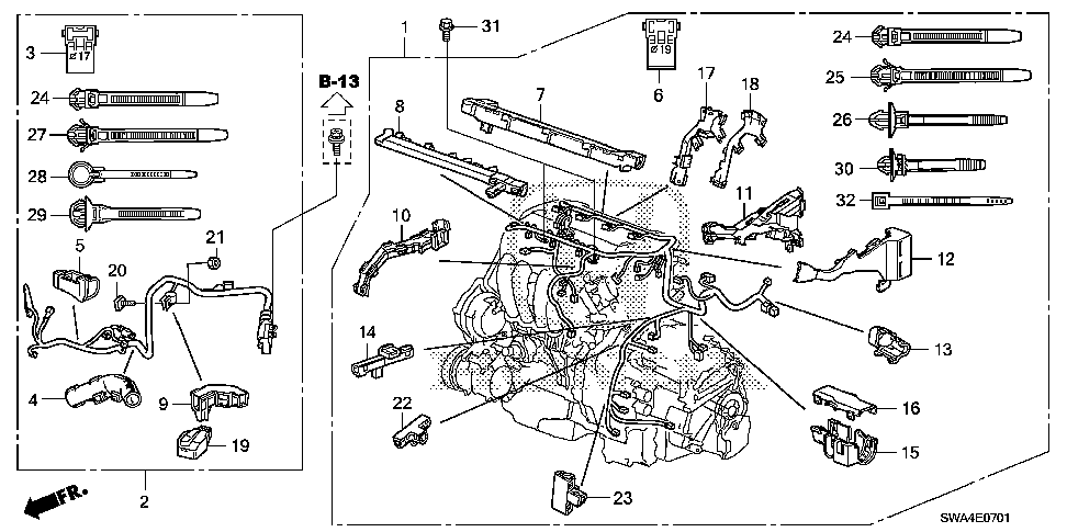 32127-R40-A00 - COVER, ENGINE HARNESS MAIN HOLDER