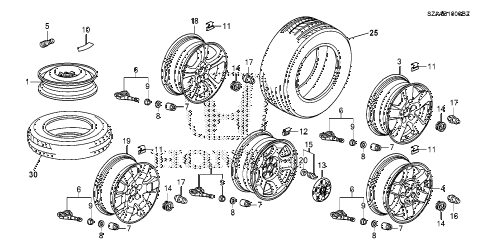 2015 pilot EX-L(4WD/LEA/NAVI) 5 DOOR 5AT WHEEL DISK (KA) diagram 2015 pilot EX-L(4WD/LEA/NAVI) 5 DOOR 5AT WHEEL DISK (KA) diagram