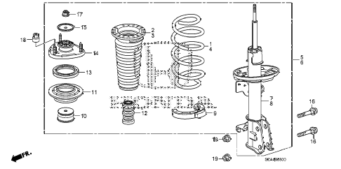 2015 pilot EX-L(4WD/LEA/NAVI) 5 DOOR 5AT FRONT SHOCK ABSORBER diagram 2015 pilot EX-L(4WD/LEA/NAVI) 5 DOOR 5AT FRONT SHOCK ABSORBER diagram