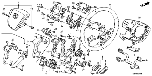 2015 pilot EX-L(4WD/LEA/NAVI) 5 DOOR 5AT STEERING WHEEL (SRS) diagram 2015 pilot EX-L(4WD/LEA/NAVI) 5 DOOR 5AT STEERING WHEEL (SRS) diagram