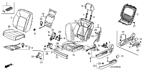 Honda online store : 2012 pilot front seat (l.) parts