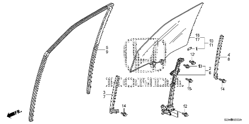 2014 pilot TOURIN(4WD) 5 DOOR 5AT FRONT DOOR GLASS - DOOR REGULATOR diagram 2014 pilot TOURIN(4WD) 5 DOOR 5AT FRONT DOOR GLASS - DOOR REGULATOR diagram