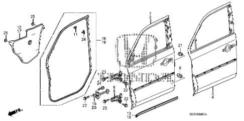 2014 pilot TOURIN(4WD) 5 DOOR 5AT FRONT DOOR PANELS diagram 2014 pilot TOURIN(4WD) 5 DOOR 5AT FRONT DOOR PANELS diagram