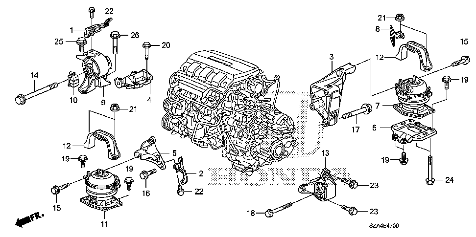 50680-SZA-A00 - BASE, RR. ENGINE MOUNTING