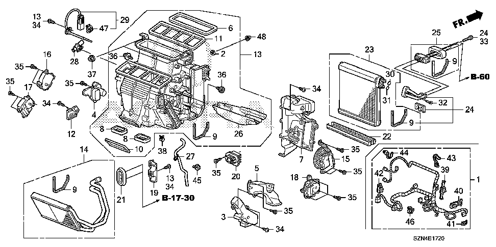 79022-SZN-A41 - DUCT ASSY., DRIVER HEATER