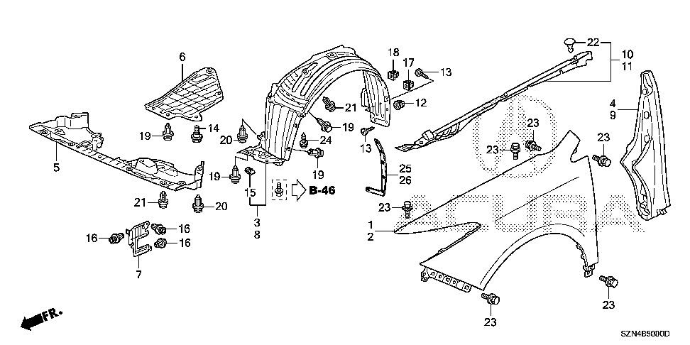 74122-SZN-A00 - PLATE, SIDE AIR GUIDE