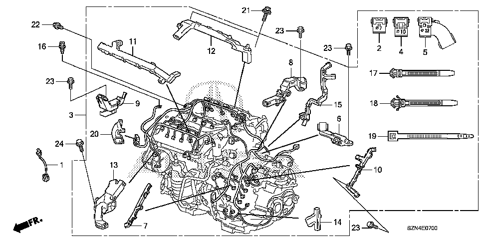 32134-RP6-A00 - HOLDER H, ENGINE HARNESS