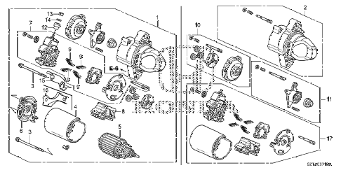 2015 cr&#45;z EX 3 DOOR CVT STARTER MOTOR (MITSUBA) diagram