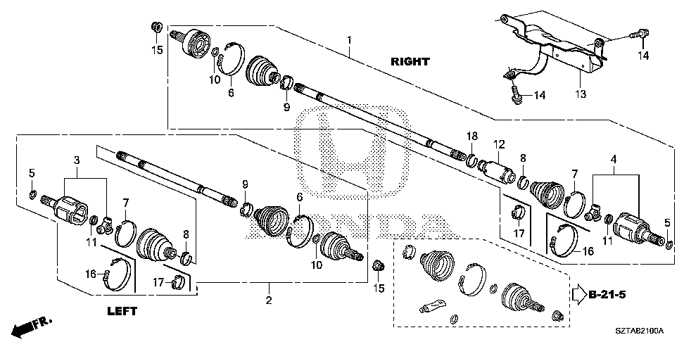 44305-SZT-J00 - DRIVESHAFT ASSY., R.