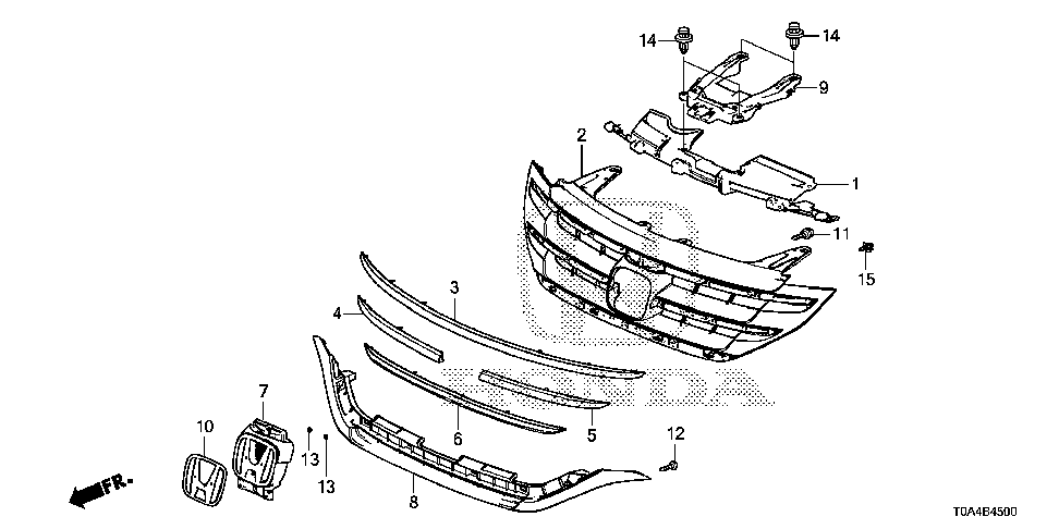 71125-T0A-003 - MOLDING, FR. GRILLE (LOWER)