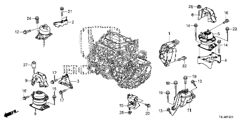 2014 accord EX-LV6 2 DOOR 6AT ENGINE MOUNTS (V6) (6AT) diagram 2014 accord EX-LV6 2 DOOR 6AT ENGINE MOUNTS (V6) (6AT) diagram