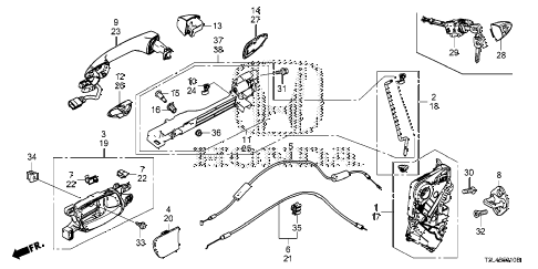 2014 accord EX-LV6 2 DOOR 6AT FRONT DOOR LOCKS - OUTER HANDLE diagram 2014 accord EX-LV6 2 DOOR 6AT FRONT DOOR LOCKS - OUTER HANDLE diagram