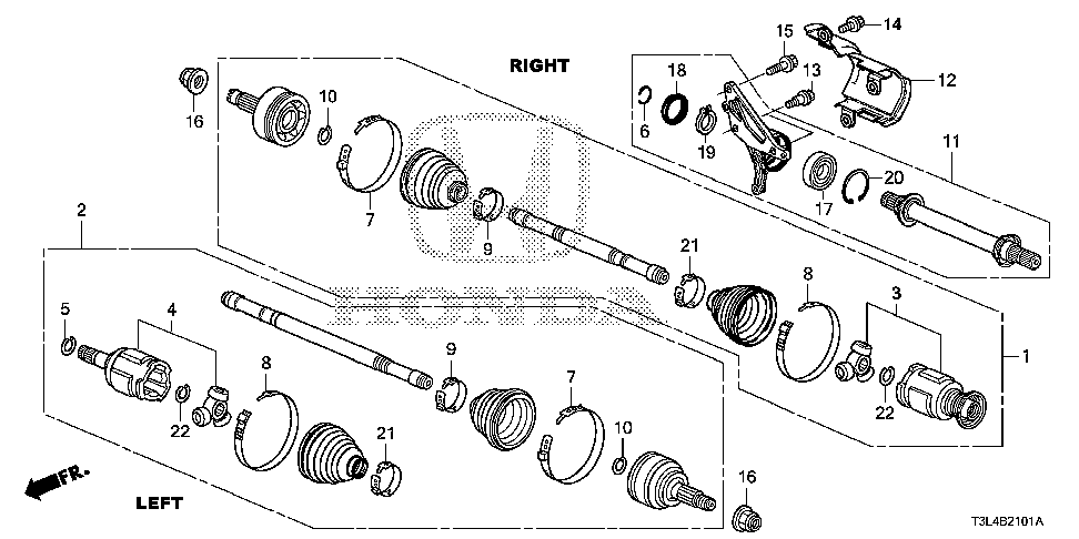 44306-T3M-A21 - DRIVESHAFT ASSY., L.