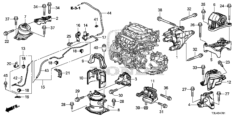 50685-T3M-A11 - BRACKET, ENGINE MOUNTING BASE (UPPER) (RR)