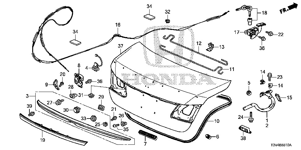 74871-T3V-A00 - SPRING, R. TRUNK OPEN