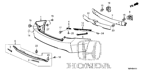 Honda online store : 2014 accord rear bumper (1) parts