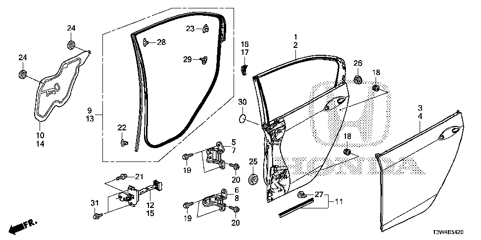 67550-T2F-M00ZZ - PANEL, L. RR. DOOR