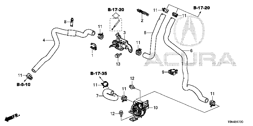79726-T6N-A00 - HOSE, WATER OUTLET (B)