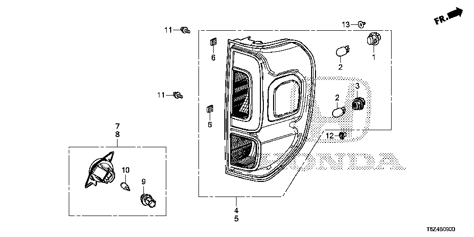 33500-T6Z-A02 - TAILLIGHT ASSY., R.