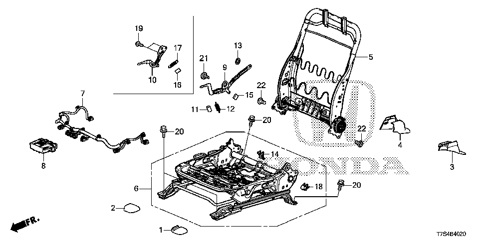 81136-T7W-A11 - FRAME, R. FR. SEAT CUSHION