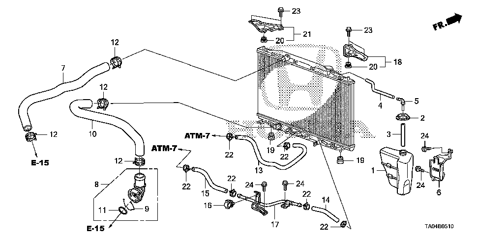 74171-TA0-A00 - BRACKET, R. RADIATOR MOUNTING (UPPER)