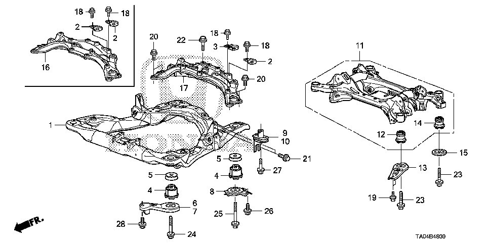 50680-TA0-A00 - BASE, RR. ENGINE MOUNTING